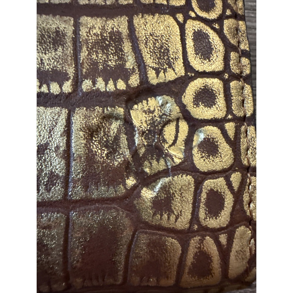 Patricia Nash Cauchy Metallic Gold Croc Embossed Wallet Pre Owned - Picture 3 of 16